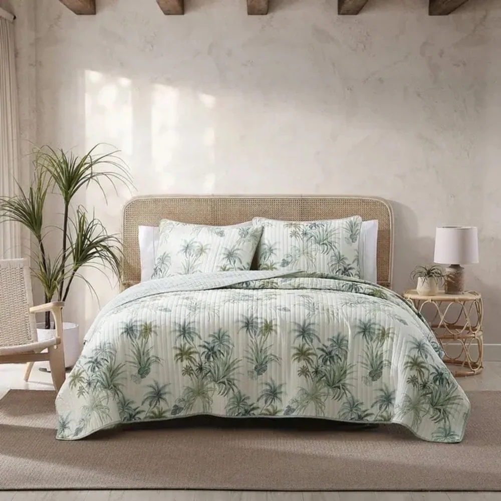 Tommy Bahama Serenity Palms Soft Texture Reversible Cotton Quilt Full/Queen